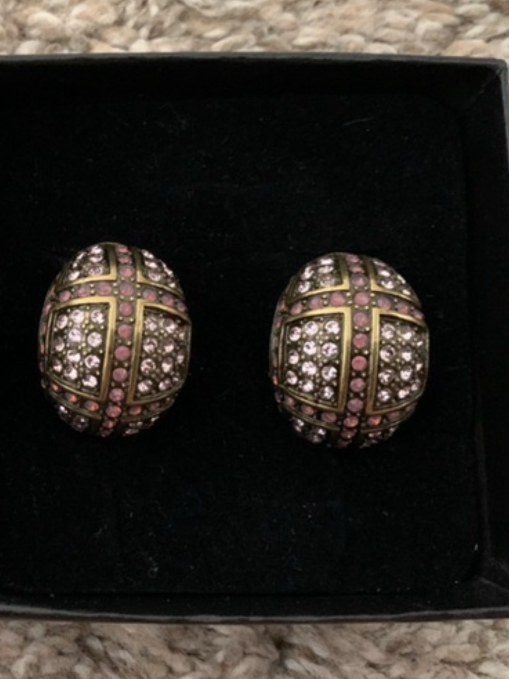 Authentic Heidi Daus Gold Pavé Cross hoop Earrings - Women Jewelry